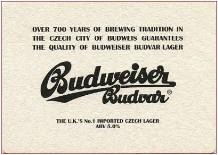 
Brewery Èeské Budìjovice - Budweiser Budvar, Beer coaster id40
